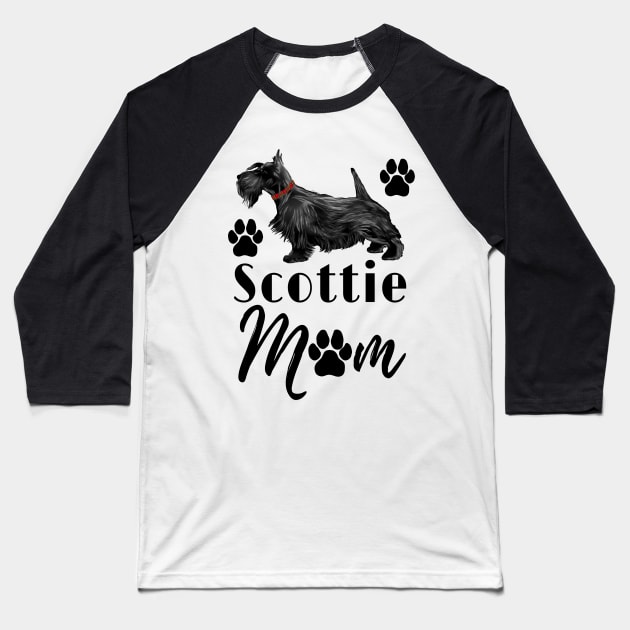 Scottish Terrier Scottie Dog Mom Baseball T-Shirt by macdonaldcreativestudios